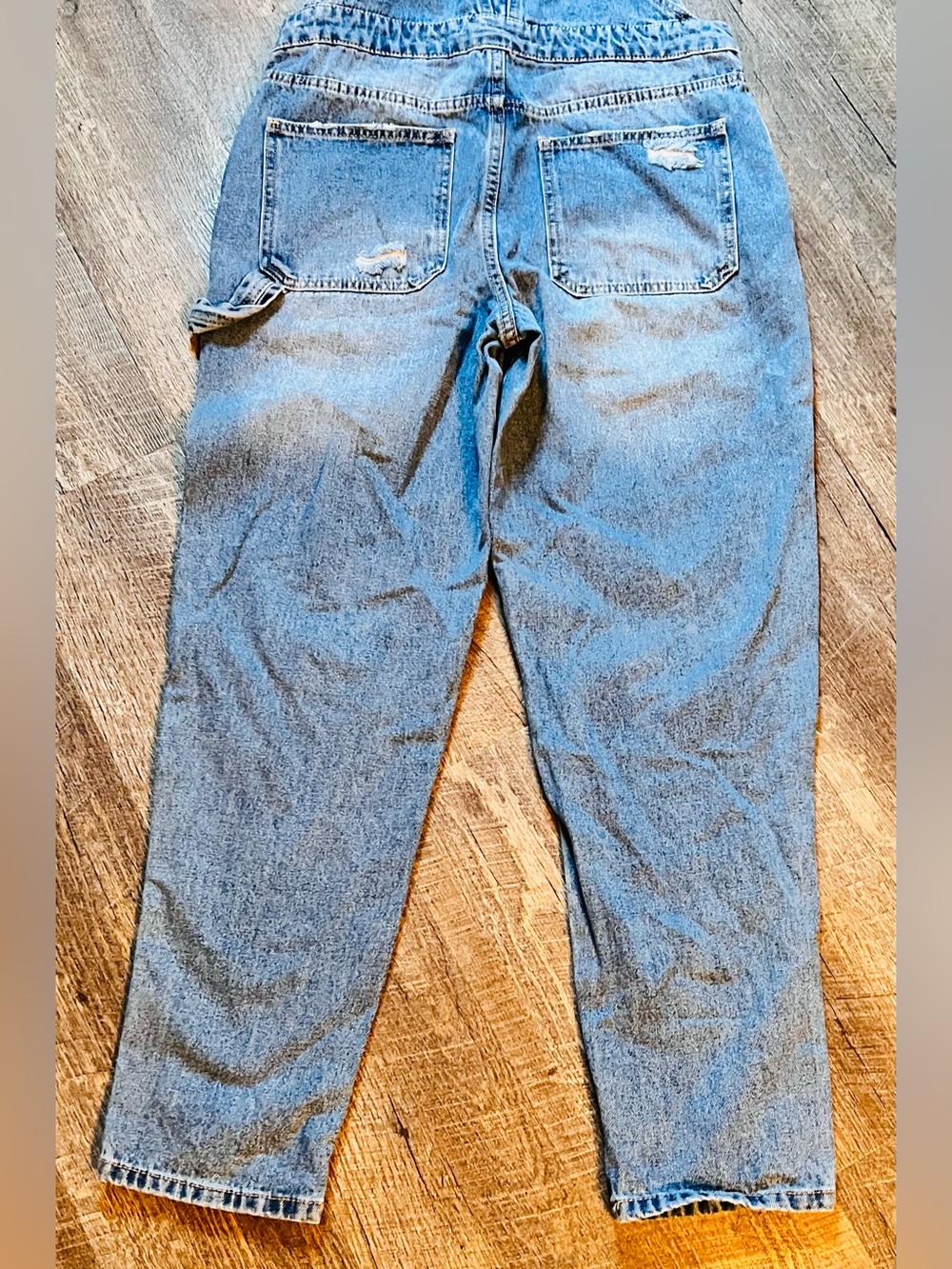 Arizona Jean Co Distressed Denim Bib Overalls Medium Relaxed Carpenter Y2K - Picture 10 of 13